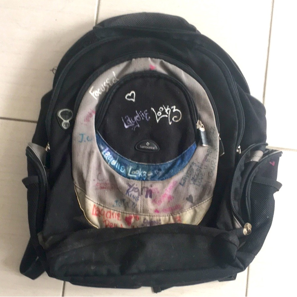 Samsonite Custom Hand Drawn Graffiti Laptop Backpack Multi Pocket School Travel